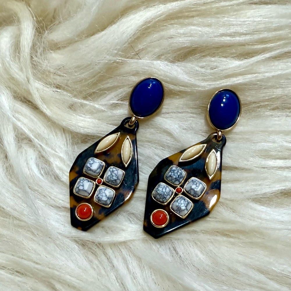 J. Crew Tortoise Multicolor Resin Earrings